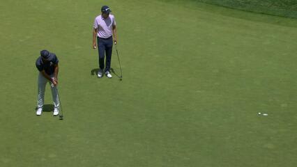 Denny McCarthy sinks 15-foot birdie putt on No. 6 at Travelers