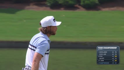 Tommy Fleetwood drains 16-foot putt for birdie on No. 8 at TOUR Championship