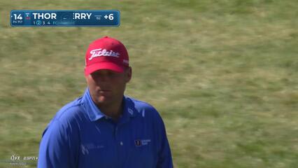 Braden Thornberry sinks a 33-foot eagle putt on No. 14 at John Deere