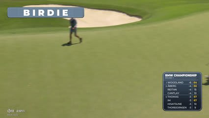 Ludvig Åberg sinks 55-foot birdie putt on No. 18 at BMW Championship