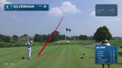 Ben Silverman sinks a 21-foot birdie putt on No. 4 at 3M Open