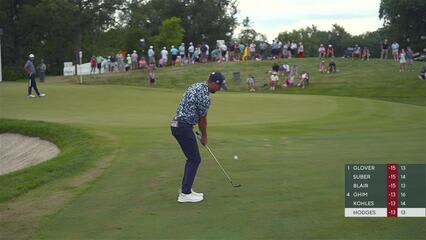 Lee Hodges drains 3-foot putt for birdie on No. 14 at John Deere