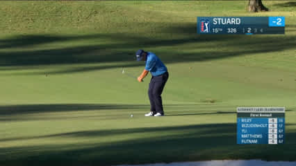 Brian Stuard chips it close to set up birdie at Sanderson Farms