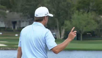 Derek Fathauer drains a 23-foot putt for birdie at Arnold Palmer