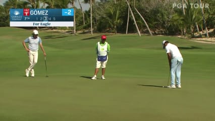 Fabian Gomez drains eagle putt at Corales Puntacana