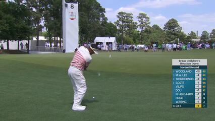 Jason Day sinks 5-foot birdie putt on No. 8 at Texas Children's