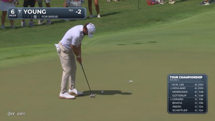Cameron Young sinks 6-foot putt for birdie on No. 6 at TOUR Championship