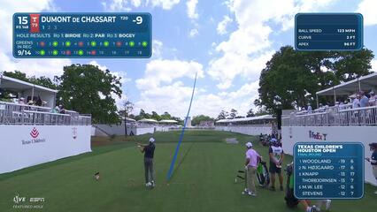 Adrien Dumont de Chassart sinks 20-foot birdie putt on No. 15 at Texas Children's