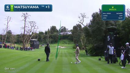 Hideki Matsuyama hits 201-yard tee shot to 4 feet, makes birdie on No. 6 at The Genesis