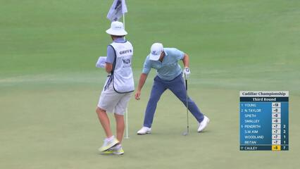 Bud Cauley holes 30-foot bunker shot for birdie on No. 7 at Cadillac