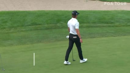 Grant Hirschman makes a birdie on No. 18 in Round 2 at Utah