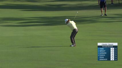 Miguel Angel Jiménez makes birdie on No. 18 at Chubb Classic