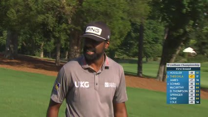 Sahith Theegala gets up-and-down from 126 yards for birdie on No. 18 at Wyndham