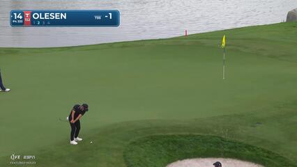 Thorbjørn Olesen gets up-and-down from 38 feet for birdie on No. 14 at THE CJ CUP