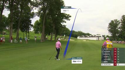 Tyler Duncan sinks 6-foot 6-inch putt for birdie on No. 17 at John Deere