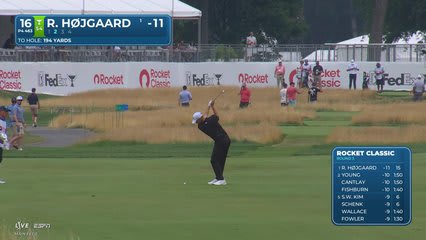 Rasmus Højgaard sinks 32-foot birdie putt on No. 16 at Rocket Classic