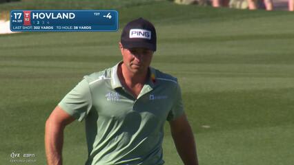 Viktor Hovland taps in from 3 feet for birdie on No. 17 at WM Phoenix Open