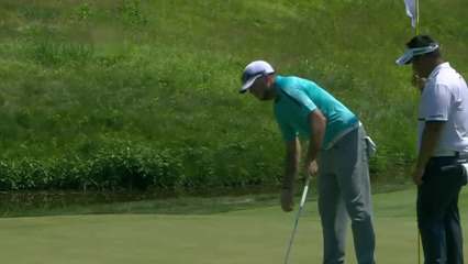 Robert Garrigus’ near-eagle chip shot at Quicken Loans