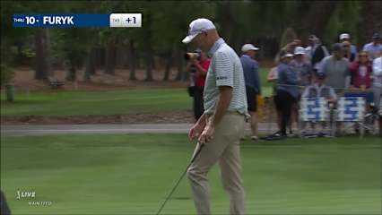 Jim Furyk hooks it around the trees to set up tap-in birdie at RBC Heritage