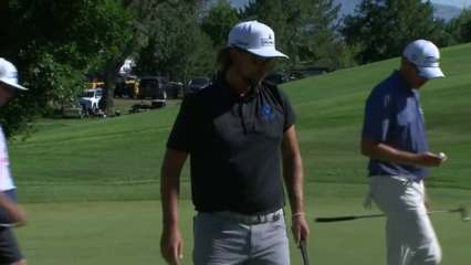 Roger Sloan sends in a long range putt for birdie at Utah Championship