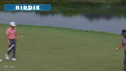 Rasmus Neergaard-Petersen sinks 37-foot birdie putt on No. 4 at 3M Open