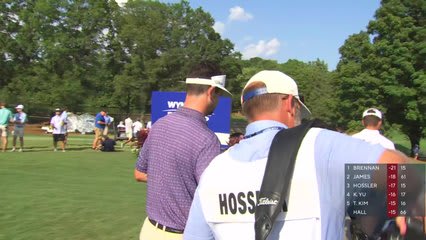 Beau Hossler hits tee shot to 6 feet, sets up birdie on No. 16 at Wyndham