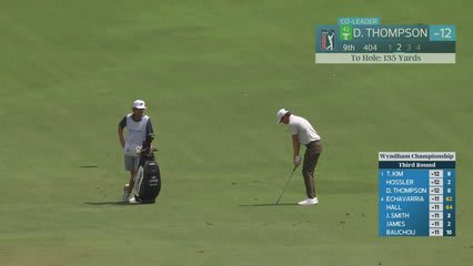 Davis Thompson gets up-and-down from 136 yards for birdie on No. 9 at Wyndham