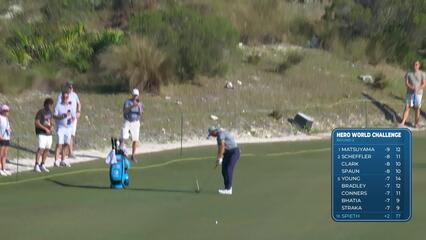 Jordan Spieth hits 158-yard approach to 9 feet, sets up birdie on No. 18 at Hero World Challenge