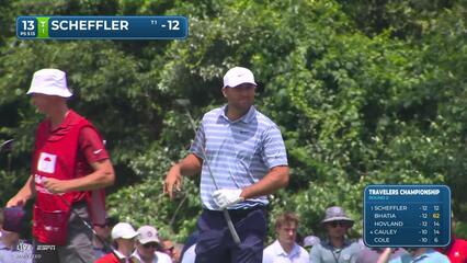 Scottie Scheffler reaches par-5 No. 13 in two, makes birdie at Travelers