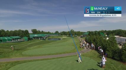 Maverick McNealy hits tee shot to 4 feet, sets up birdie on No. 16 at the Memorial