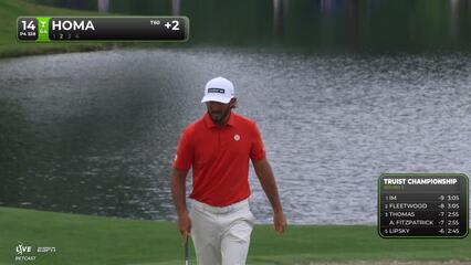 Max Homa drains 3-foot putt for birdie on No. 14 at Truist Championship