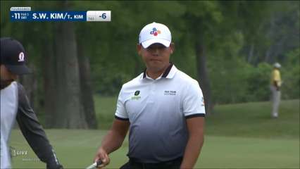 Kim/Kim get up-and-down from just off the green for birdie at Zurich Classic