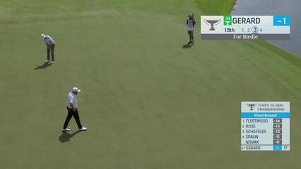 Ryan Gerard sinks a 34-foot birdie on No. 18 at FedEx St. Jude