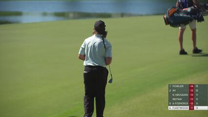 Tommy Fleetwood drains 8-foot birdie putt on No. 14 at Truist Championship