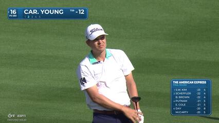 Carson Young sinks 4-foot birdie putt on No. 16 at The American Express