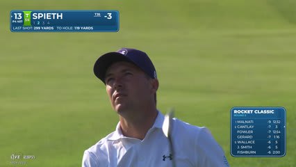 Jordan Spieth sinks 28-foot birdie putt on No. 13 at Rocket Classic