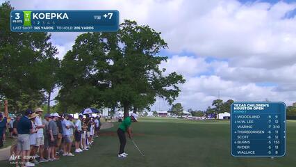 Brooks Koepka hits 210-yard approach to 45 feet, sets up birdie on No. 3 at Texas Children's