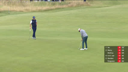 Tom McKibbin drains a 18-foot putt for birdie at Genesis Scottish Open