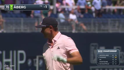 Ludvig Åberg sinks 25-foot birdie putt on No. 15 at BMW Championship