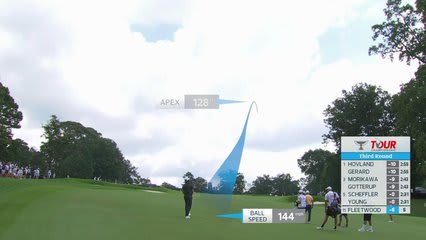 Tommy Fleetwood sinks 5-foot putt for birdie on No. 6 at TOUR Championship