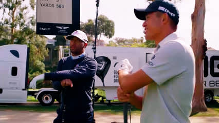 Collin Morikawa and Willie Mack III mic’d up at Genesis