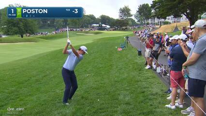 J.T. Poston sinks 25-foot birdie putt on No. 1 at Travelers