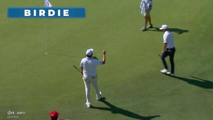 Sam Stevens holes 27-foot approach for birdie on No. 4 at Travelers