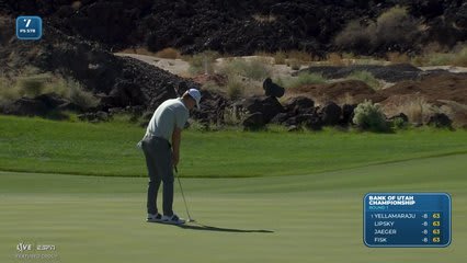 Maverick McNealy taps in for birdie on No. 7 at Bank of Utah