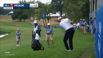 Kramer Hickok scrambles for birdie on No. 15 at Wyndham