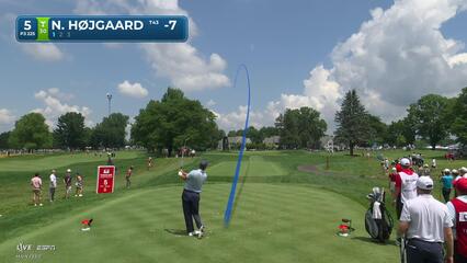 Nicolai Højgaard hits tee shot to 2 feet, sets up birdie on No. 5 at Travelers