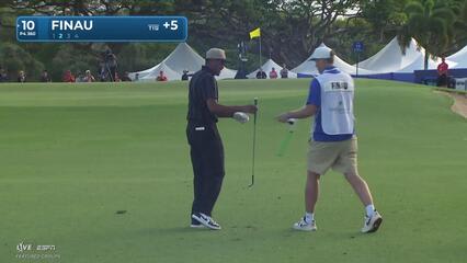 Tony Finau sinks 4-foot birdie putt on No. 10 at Sony Open