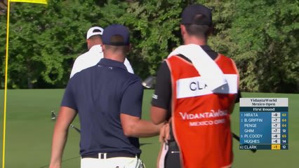 Wyndham Clark sinks 6-foot putt for birdie on No. 13 at Mexico Open