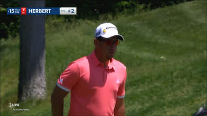 Lucas Herbert makes putt for birdie at the Memorial