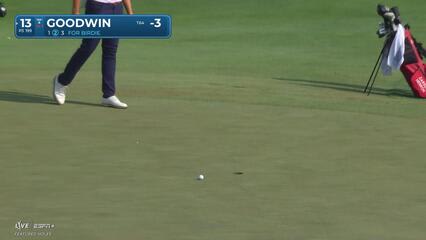 Noah Goodwin sinks a 26-foot birdie putt on No. 13 at 3M Open